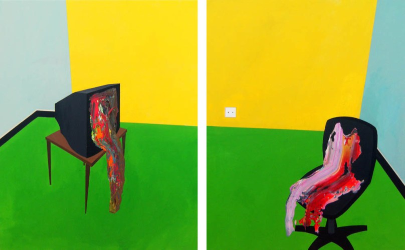 Self-portrait with television 